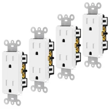 Electrical Outlet Wall Receptacle Plug 15A 125V 2 Pole 3 Wire 5-15R TR UL 4Packs