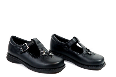 Rachel Girls Shoes Black T Straps Buckle Sharon Kids 10M New