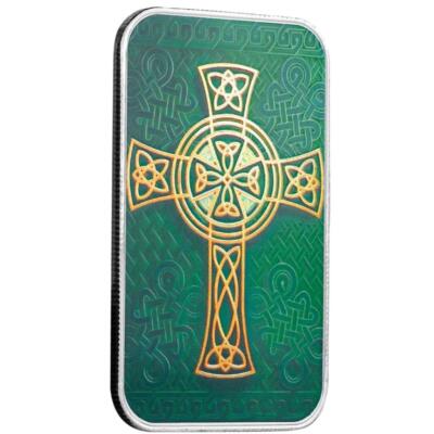 希少ターコイズ 48000円→29600円STERLING SILVER 1 oz Silver Bar St. Patrick's Day - Celtic Cross .999 Silver w