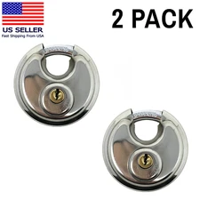 2 Pack 70mm Stainless Steel Armor Trailer Round Padlock / Shielded Shackle Key