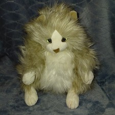 Folkmanis Fluffy Cat Hand Puppet Plush Gray White Kitten Toy Realistic Soft