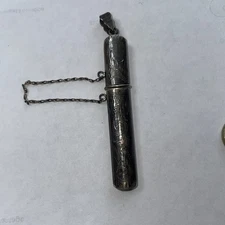 Antique Sterling Silver 925 Needle Case Sewing Accessory Holder Pendant