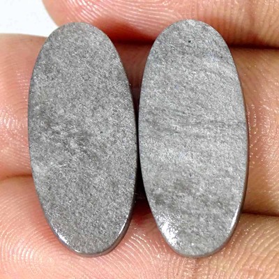 15.90Cts Natural Sheen Silver Obsidian Oval Pair Cabochon Loose Gemstone