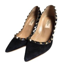 Valentino Garavani Pumps Studded Suede Black Women's Size EU34.5/US4.5