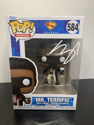 Superman EDI GATHEGI SIGNED Mr Terrific Funko Pop! #584  - COA