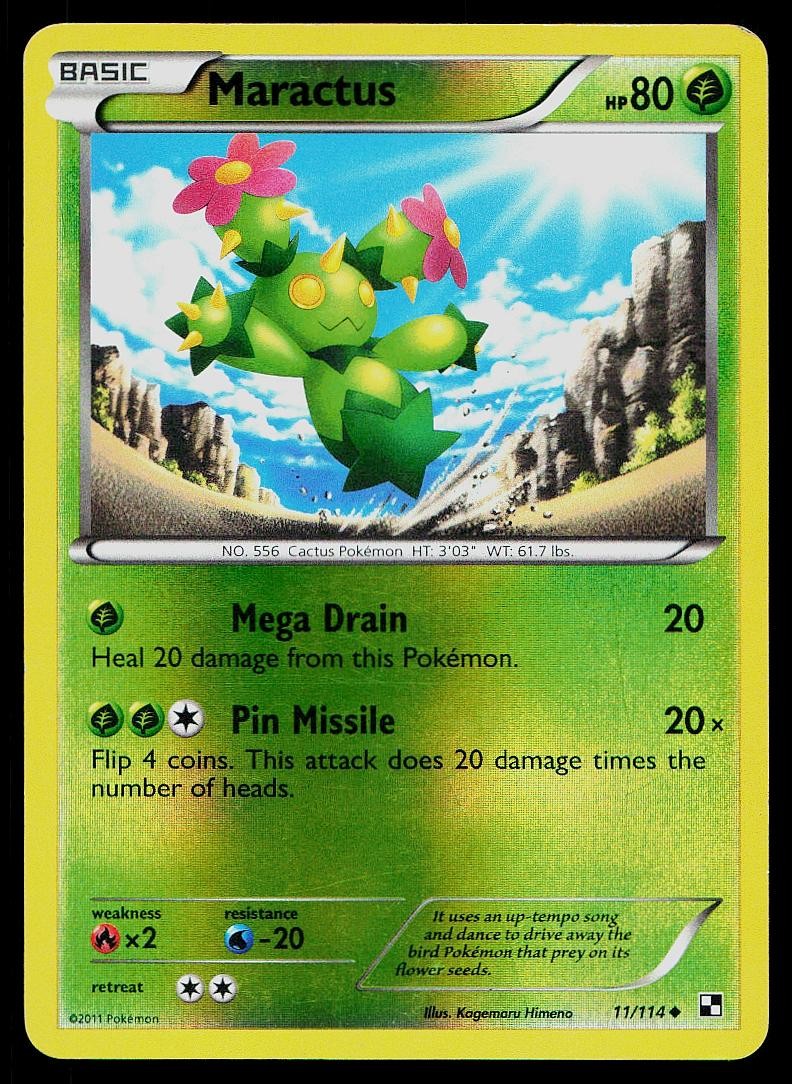 Pokemon Card Black & White Maractus 11/114 Reverse Holo Uncommon