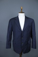 Ermenegildo Zegna Navy Solid Wool Super 100s 3-Button Notch Lapel Blazer Size 56