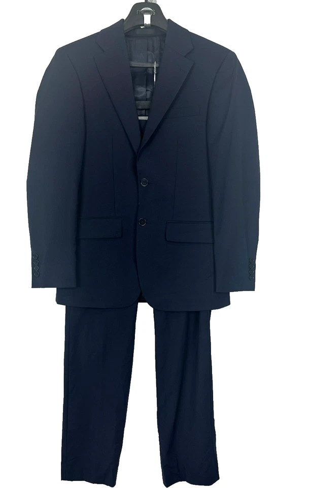 CALVIN KLEIN Suit Jacket 36S Pants 30x29 Navy Blue Slim Fit Wool Blend Stretch - Image 2 of 4