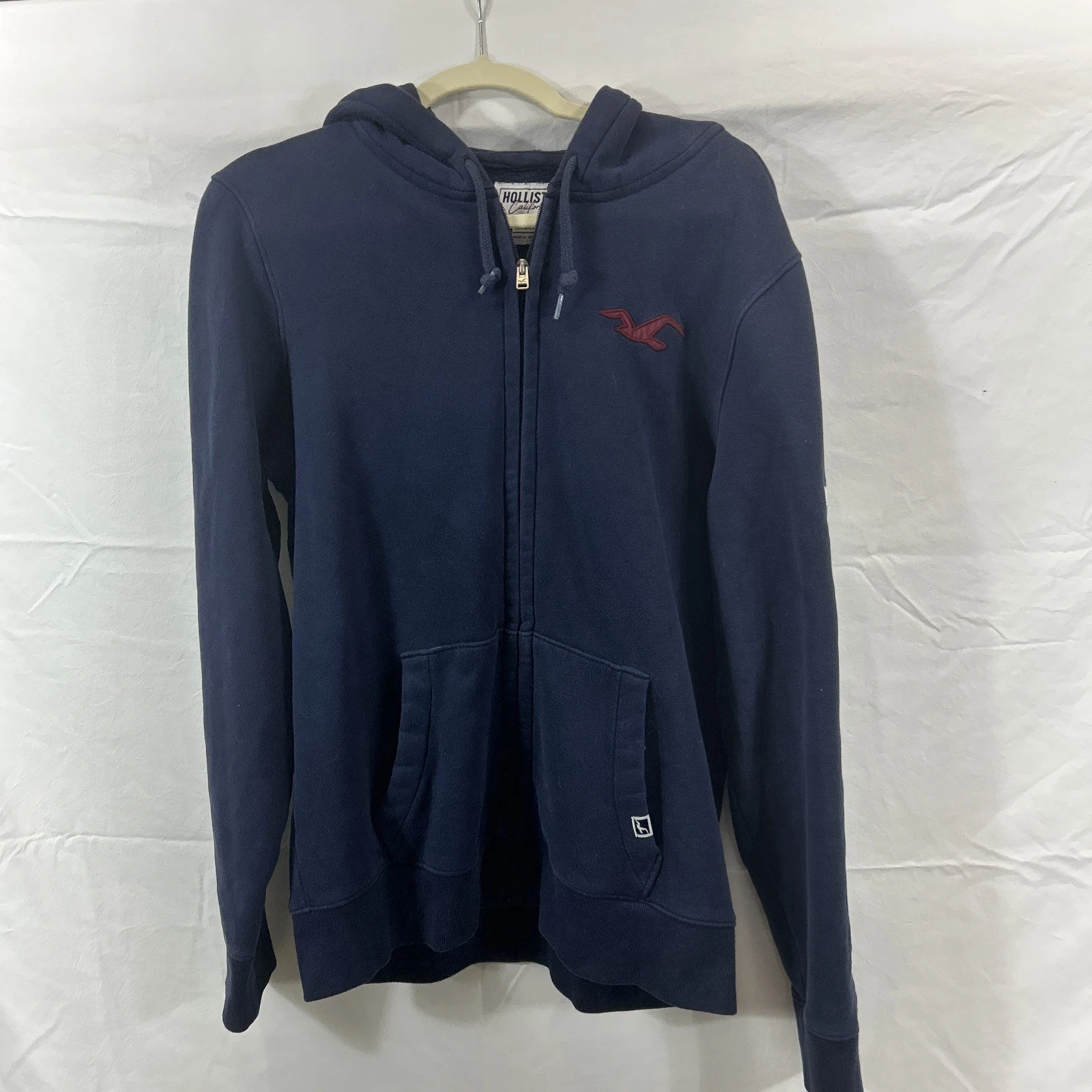 Hollister Hoodie Medium Navy Blue Full Zip Hooded Sweatshirt Casual Streetwear