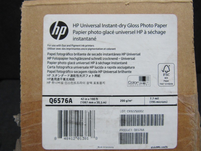 GENUINE HP Q6576A (DESIGNJET 4020) 42" X 100' INSTANT-DRY GLOSS PHOTO PAPER