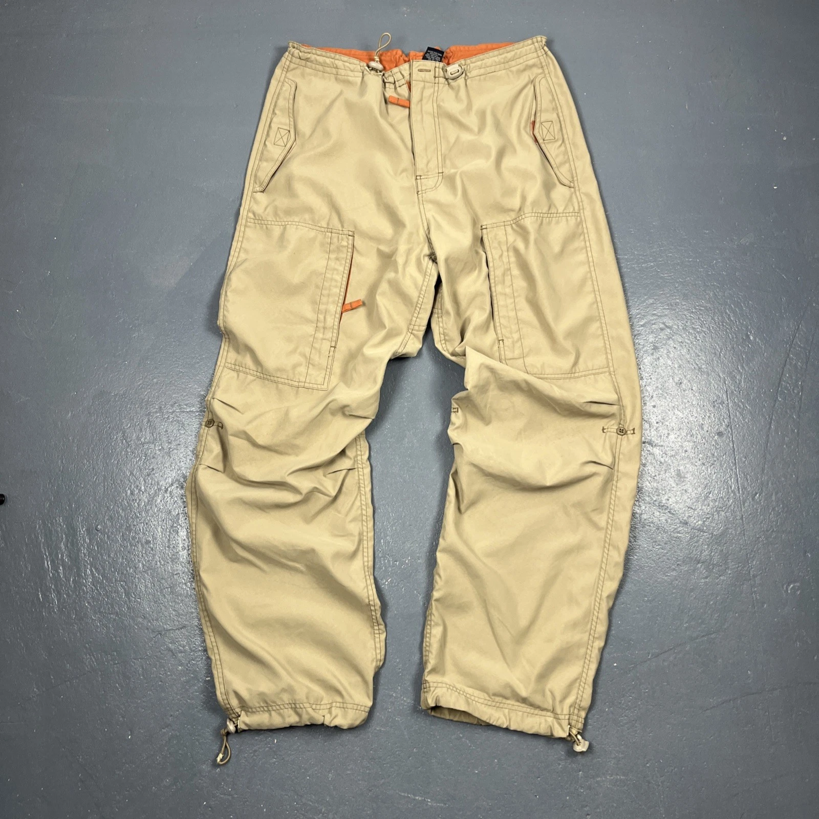 Gap Y2K Khaki Pants Mens Large Beige Cargo Outdoor Hiking Pockets Skater Gorp