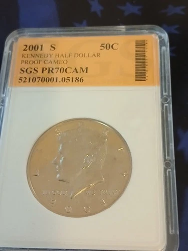 2001-S Kennedy Half Dollar Proof Cameo SGS PR70CAM