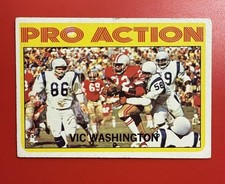 1972 Topps Vic Washington Pro Action Rookie 49ers Football Card #255. rookie card picture