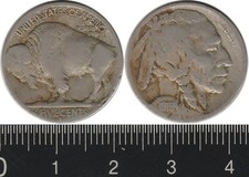 USA: 1919S Five Cents Buffalo Nickel 5c cupro-nickel F+ Cat F US$90 = A$140
