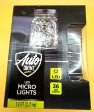 NEW Fairy Lights by Auto Drive,  12 Ft Long 36 LED Lights 3 Modes w/Timer NIB!