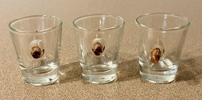 BenShot 308 Bullet Shot Glasses 2oz Real Bullet Made in USA Barware (Lot Of 3)