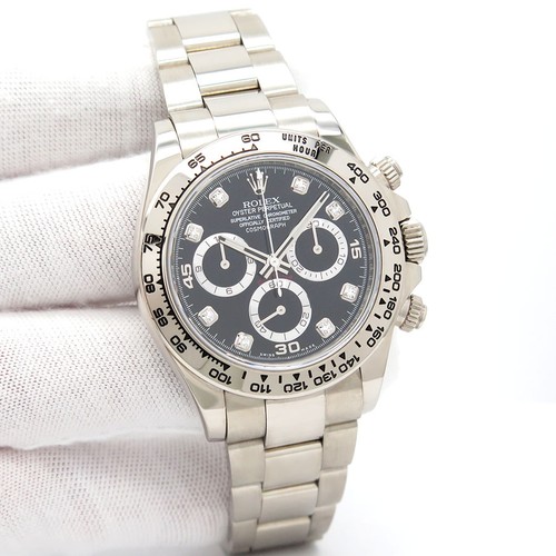 Rolex 116509 Cosmograph Daytona 18K White Gold with Black Diam...