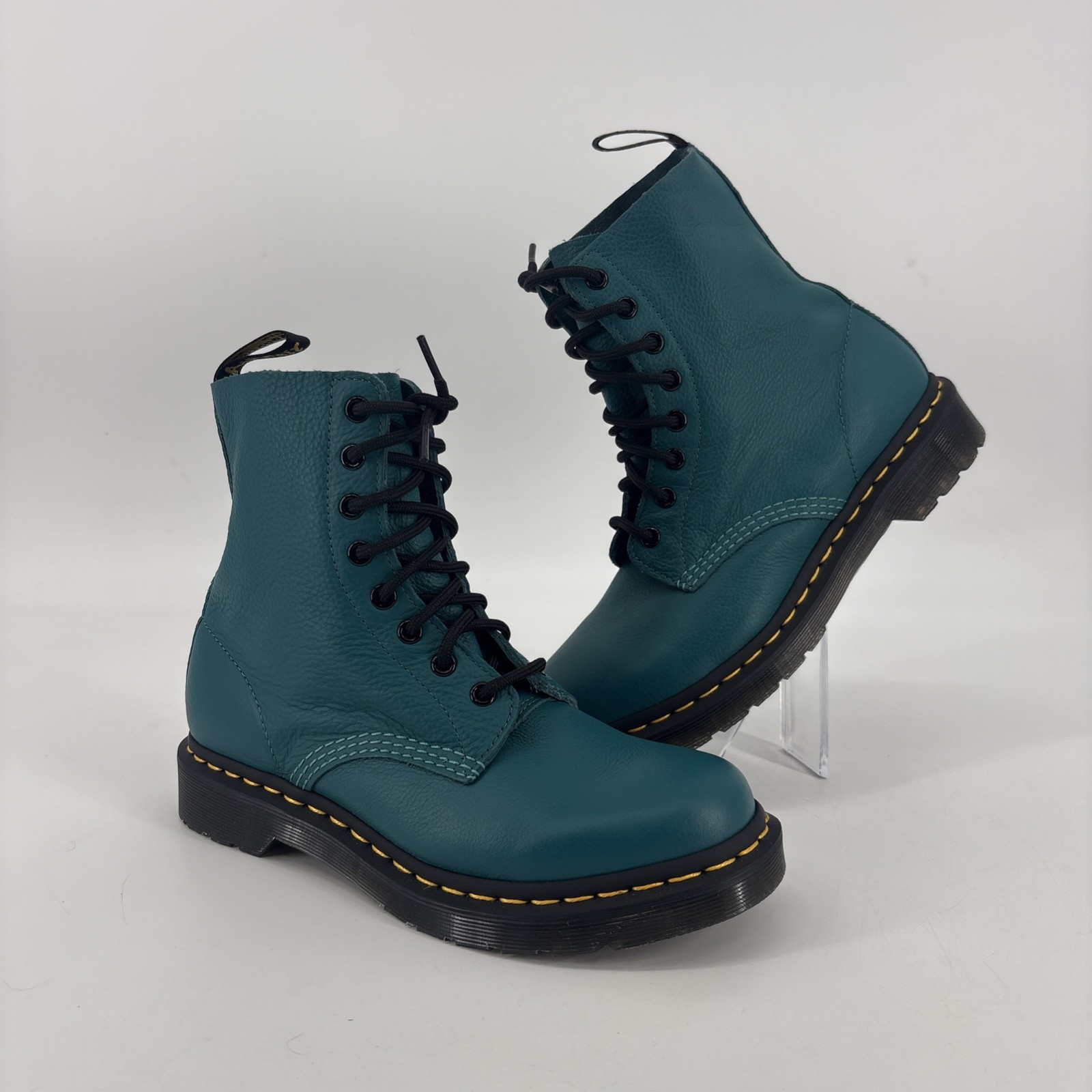 Dr. Martens 1460 Pascal Virginia Soft Leather Teal 8-Eye Women's Boots Sz 8