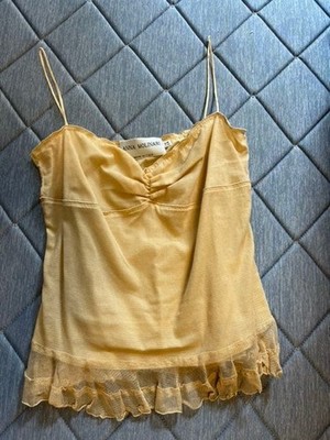 Anna Molinari Camisole Beige Lace Trim Size M EU42 Rare Elegant Top Vintage Y2K