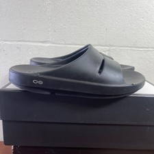 OOFOS OOahh Black Recovery Sport Sandals Slide Slip On Men's 10 Women's 12