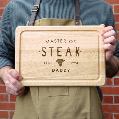 Personalisiertes Steak Schneidebrett Master of Steak Holz Schneidebrett BBQ Geschenk