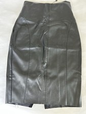 Expres Black Faux Leather Midi Pencil Skirt