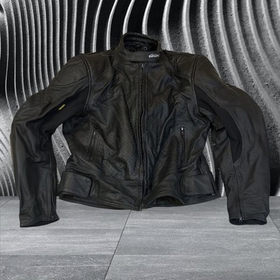 FIELDSHEER Men's Black Leather Motorcycle Biker Jacket Size 50 USA Made