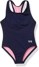 TYR Girls' Durafast Lite Ella Maxfit Swimsuit sz L 10/12 Navy 27.50