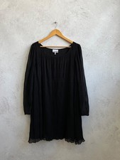 Ganni Black Pleated Georgette Mini Dress