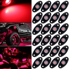 24pcs Red Led Rock Lights Underbody Trail Rig Glow Lamp Offroad Suv Pickup Truck