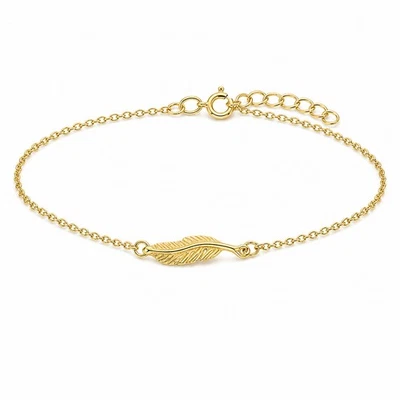 Fußkette Fußkettchen Blatt 925 Silber vergoldet Damen verstellbar - Bild 1 von 4