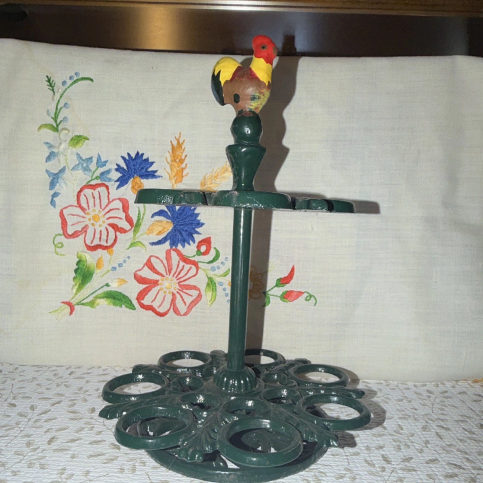 Cast iron Rooster Spice Rack Carousel, 12 Compartments, 2 Tiers