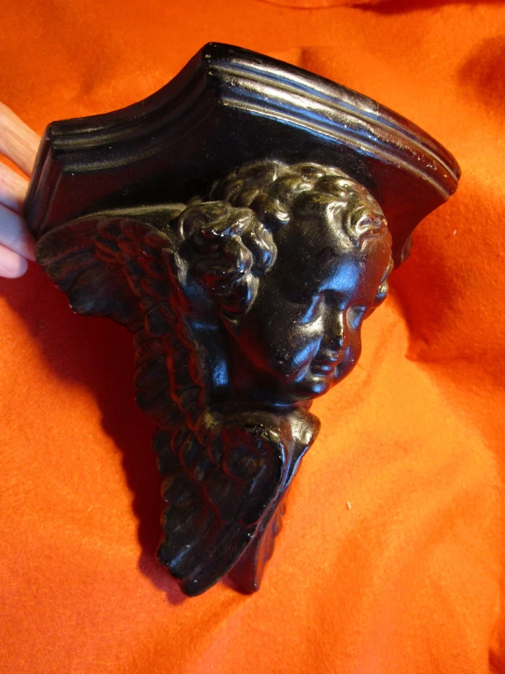 PORTE STATUE ANCIEN SELLETTE ANGE en platre - Photo 3/4