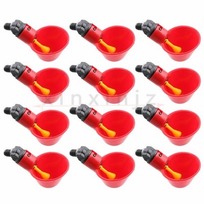 12pcs Poultry Water Drinking Cups Plastic Automatic Chicken Drinker #mj