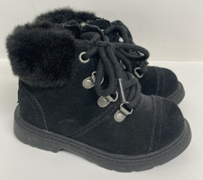 Little Girl Toddler Ugg Boots black shearling lining sz. 8 lace up