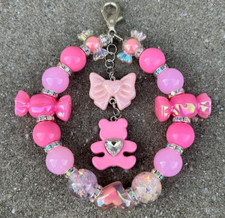 Glowing Beaded Keychain, Bag Charm, Purse Charm, Bag Clip - Valentine's Day