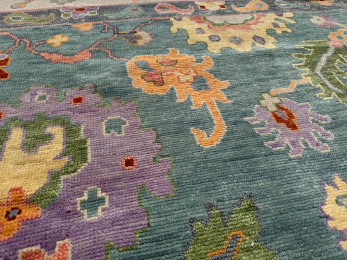 9x12 COLORFUL OUSHAK RUG BLUE HANDMADE handwoven oriental purple pink green big - Picture 7 of 19