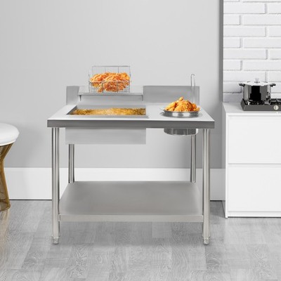 Commercial Breading Table Fried Chicken Station Prepare Workdesk Stainless Steel