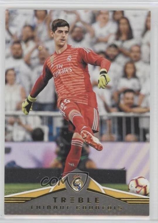 Thibaut Courtois #135 Soccer Cards 2018 Panini Treble trading card — raw and PSA graded price guide