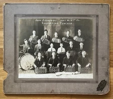 Great 1920s Antique Photo Concertina Teacher John Aronowski, Band Students