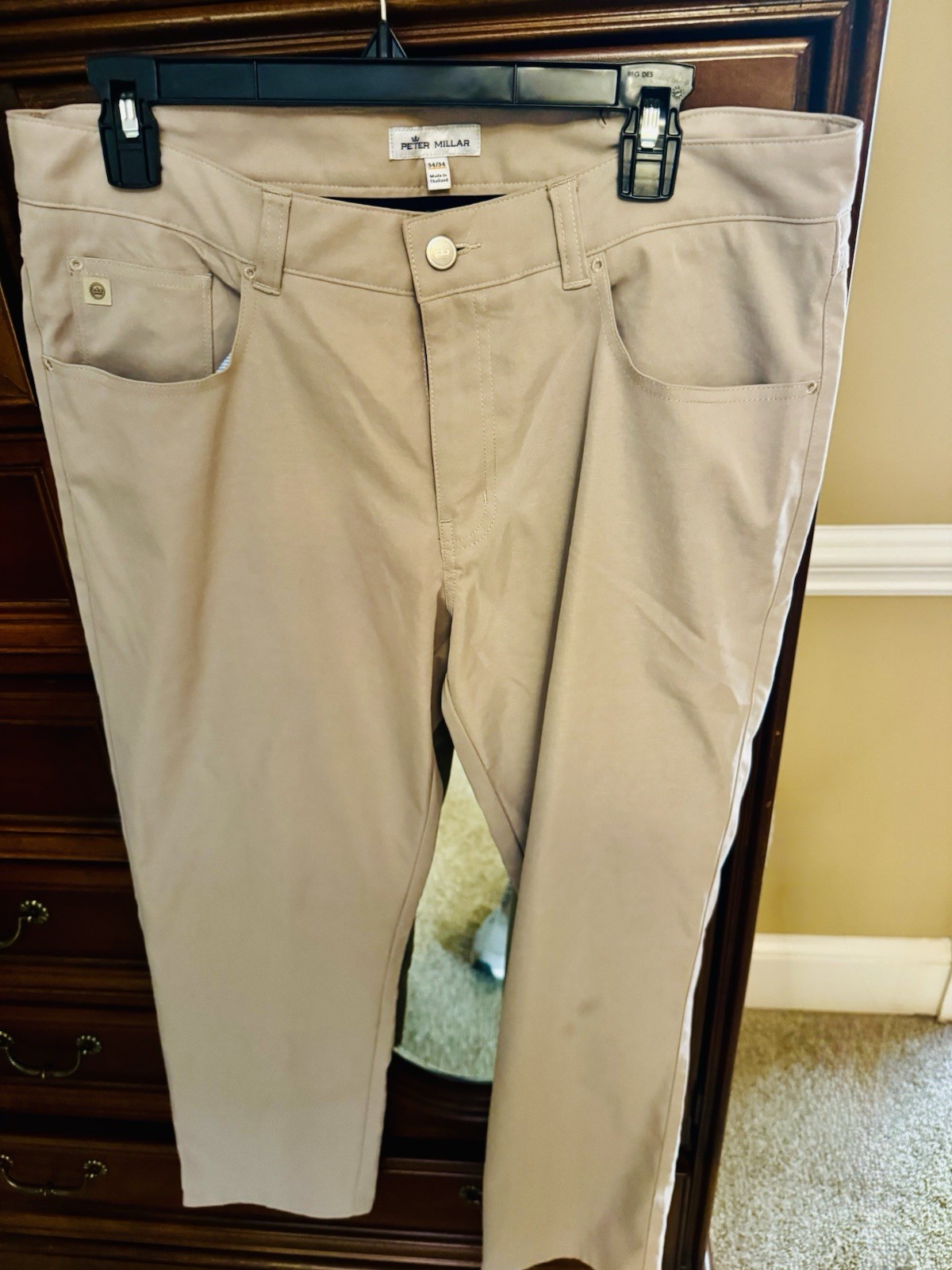 Peter Millar Performance Golf Pants Men’s Sz 34x28 Khaki Five Pocket EB66