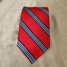 Brooks Brothers Silk Repp Stripe Tie Mens OS Red NWT Made in USA English Fabric