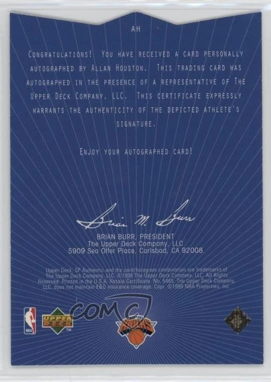 1997-98 SP Authentic Sign of the Times Allan Houston #AH Auto - Image 2 of 2