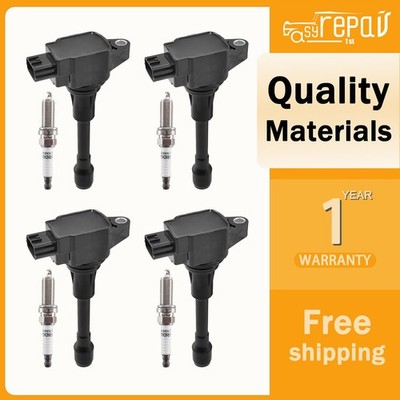 Set of 4  Ignition Coils and Spark Plugs For 2007 Nissan Frontier 2.4L L4