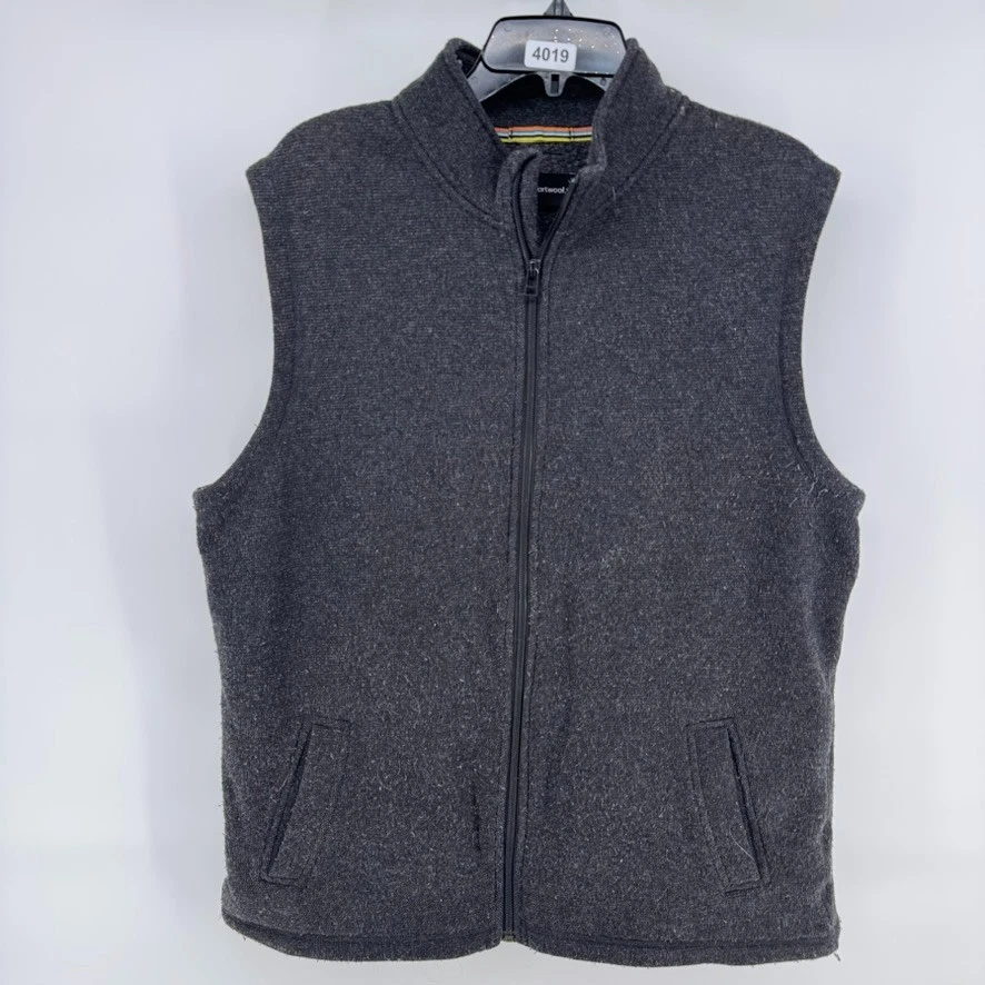Smartwool Charcoal Grey L Hudson Trail Vest Recycled Wool Blend Outdoor Gorpcore