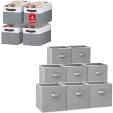 Criusia 8 Pack 11 inch Storage Cube Bins with 4 Pack Large Storage Baskets fo...