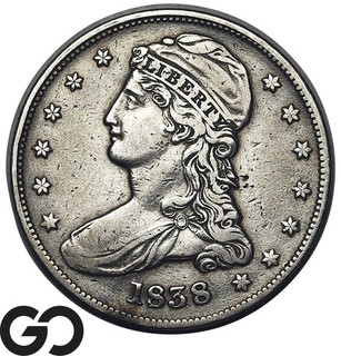 1838 Capped Bust Half Dollar Reeded Edge Choice XF /AU