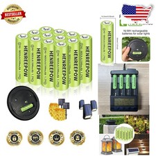 High Capacity 1300mAh AA Rechargeable Batteries 12pk for Solar Pathway Lights 2.83 per gallon