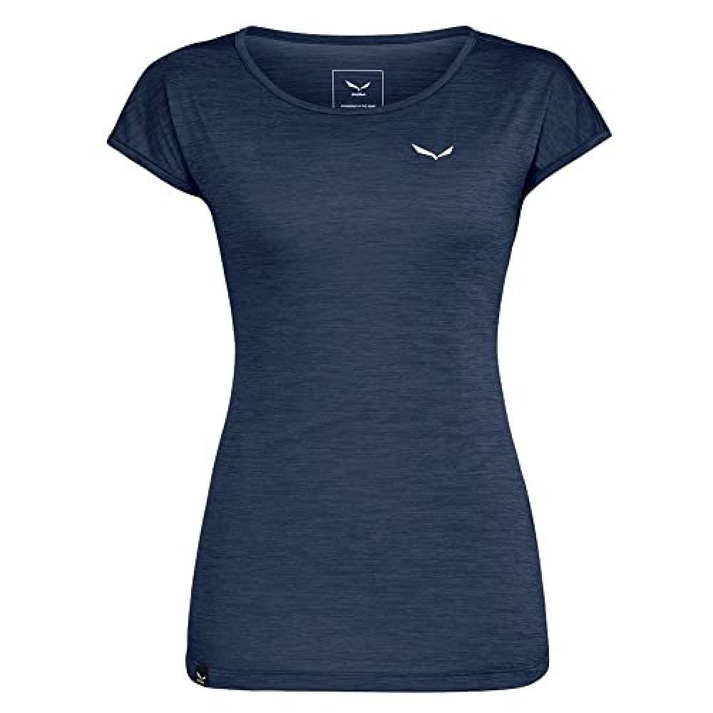 (TG. XS) SALEWA Donna PUEZ Melange Dry W S/S Tee T-Shirt, Navy Blazer Melange, 4