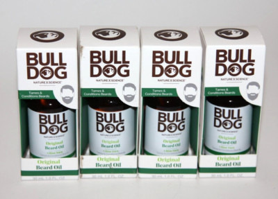 LOT (4) BULLDOG ORIGINAL BEARD OIL WITH ALOE VERA TAMES CONDITIONS BEARDS 30 ML